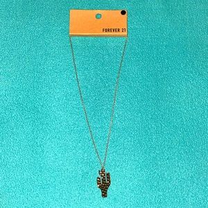 Brand New Forever 21 Gold Cactus Necklace